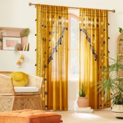 2pk Light Filtering Doorway Embroidery Window Curtain Panels Gold - Opalhouseâ„¢ Designed With Jungalowâ„¢
