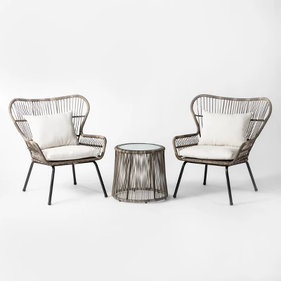 Latigo 3pc Rattan Patio Chat Set, Outdoor Furniture Set - Gray/Brown - Opalhouse™ 1 Latigo 3pc Rattan Patio Chat Set, Outdoor Furniture Set - Gray/Brown - Opalhouse™