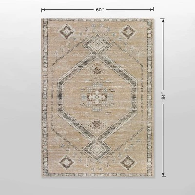 5'x7' Sunset Moroccan Tapestry Rectangular Woven Outdoor Area Rug Light Brown - Opalhouse™ 4 5'x7' Sunset Moroccan Tapestry Rectangular Woven Outdoor Area Rug Light Brown - Opalhouse™ - Image 4
