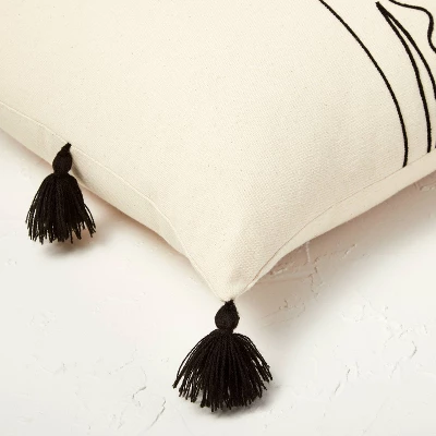 Oversized Oblong Embroidered Decorative Throw Pillow Natural/Black - Opalhouse™ Designed With Jungalow™ 3 Oversized Oblong Embroidered Decorative Throw Pillow Natural/Black - Opalhouse™ Designed With Jungalow™ - Image 3