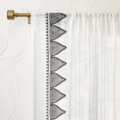 1pc Light Filtering Diamond Border Window Curtain Panel White - Opalhouse™ Designed With Jungalow™ 7 1pc Light Filtering Diamond Border Window Curtain Panel White - Opalhouse™ Designed With Jungalow™ -Opalhouse GUEST 7192bb6b 2dca 4ad8 a530 ba36b505b13d