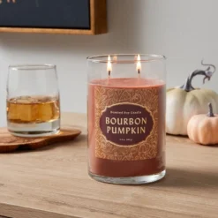 21.5oz Lidded Glass Jar 2-Wick Bourbon Pumpkin Candle - Opalhouseâ„¢