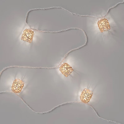 10ct Incandescent Mini Lights With Wrapped Rattan Hoods Brown - Opalhouse™ 2 10ct Incandescent Mini Lights With Wrapped Rattan Hoods Brown - Opalhouse™ - Image 2