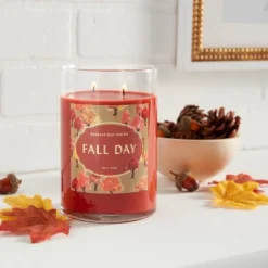 21.5oz Lidded Glass Jar 2-Wick Fall Day Candle - Opalhouseâ„¢
