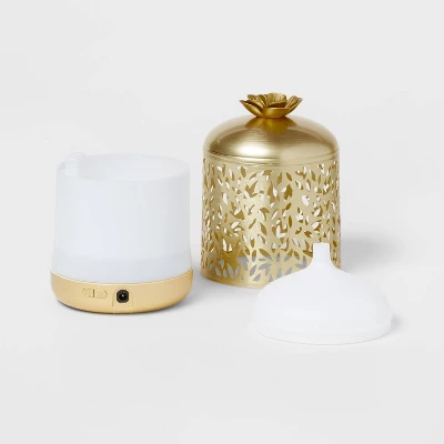 200ml Metal Flower Cutout Color-Changing Oil Diffuser Gold - Opalhouse™ 2 200ml Metal Flower Cutout Color-Changing Oil Diffuser Gold - Opalhouse™ - Image 2