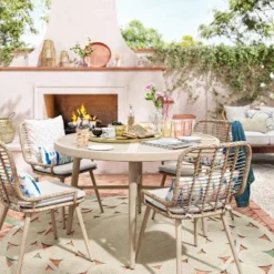 Leona 46" Round Crushed Bamboo Stamped Steel Top Patio Dining Table - Opalhouse™ 5 Leona 46" Round Crushed Bamboo Stamped Steel Top Patio Dining Table - Opalhouse™ -Opalhouse GUEST f04b764c a584 4bfe b9ea 6c0ea8ed5c2c